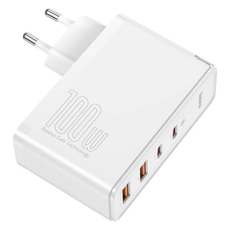 Baseus GaN2 Pro szybka ładowarka sieciowa 100W USB / USB Typ C Quick Charge 4+ Power Delivery biały (CCGAN2P-L02)