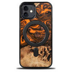 Etui z drewna i żywicy na iPhone 12/12 Pro MagSafe Bewood Unique Orange - pomarańczowo-czarne