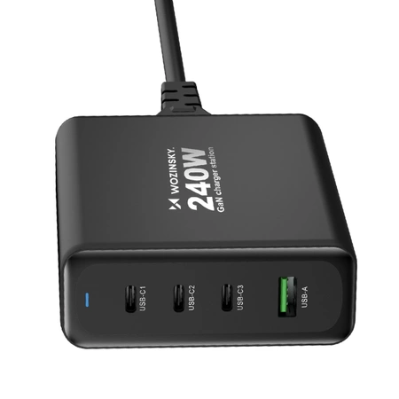Wozinsky WGCSB 240W GaN wall charger USB-A / 3 x USB-C - black