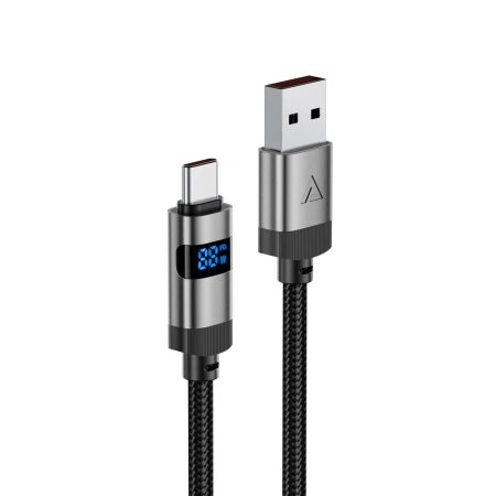 Acefast C15-04 USB-A - USB-C Cable with Display 480Mb/s 66W 1.2m - Black