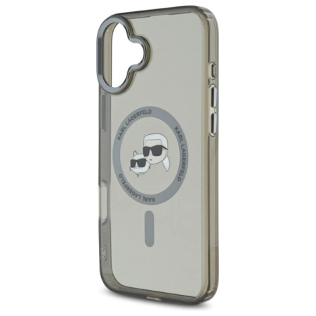 Karl Lagerfeld IML Metal Karl&amp;Choupette Head MagSafe Case for iPhone 16 Plus - Black