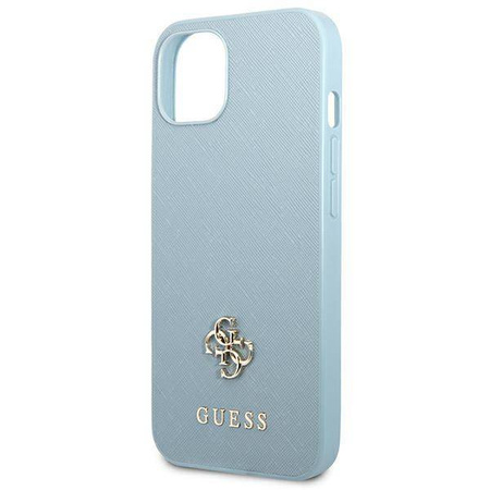 Oryginalne Etui IPHONE 13 Guess Hardcase Saffiano 4G Small Metal Logo (GUHCP13MPS4MB) niebieskie