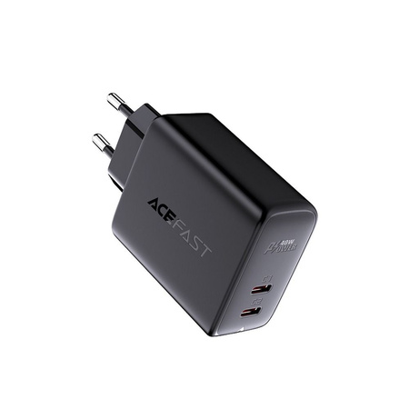 Acefast Ladegerät 2x USB Typ C 40W, PPS, PD, QC 3.0, AFC, FCP schwarz (A9 schwarz)