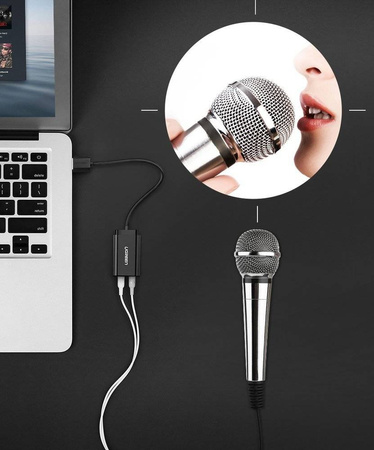 Ugreen zewnętrzna karta dźwiękowa muzyczna adapter USB - 3,5 mm mini jack 15 cm biały (US205 30143)