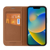 Dux Ducis Skin X2 case for iPhone 14 Plus case with magnetic flap brown