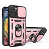 Hybrid Armor Camshield-Hülle mit Ständer und Kameraabdeckung für iPhone 15 – Pink
