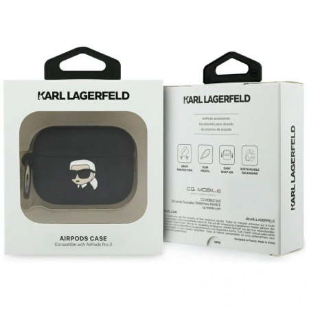Karl Lagerfeld Silicone Karl Head 3D Case for AirPods Pro 3 - Black