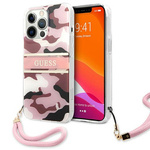 Guess nakładka do iPhone 13 Pro Max 6,7&quot; GUHCP13XKCABPI różowy hard case Camo Strap Collection