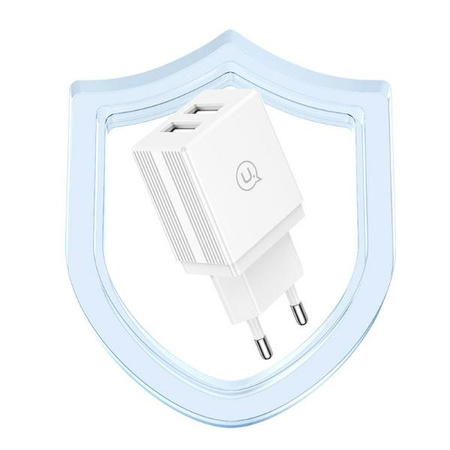 USAMS Ład. siec. 2xUSB 18W + kabelLightning/USB-A Fast Charging biały/white series HC HCXLTZ01