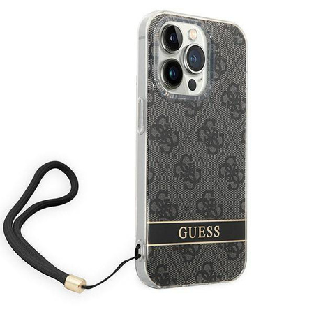 Oryginalne Etui IPHONE 14 PRO Guess Hardcase 4G Print Strap (GUOHCP14LH4STK) czarne