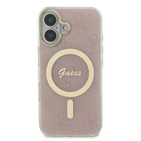 Original Handyhülle IPHONE 16 PLUS Guess Hardcase IML 4G MagSafe (GUHMP16MH4STP) rosa