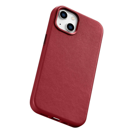 iCarer Case Leather genuine leather case cover for iPhone 14 Plus red (MagSafe compatible)