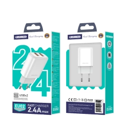 JELLICO wall charger EU02 2.4A 12W 2xUSB White