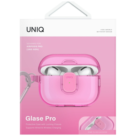 Etui UNIQ Glase Pro do AirPods Pro 2     Lock Case różowy