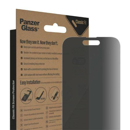 Tempered Glass IPHONE 14 PRO PanzerGlass Classic Fit Screen Protection Antibacterial (P2768)