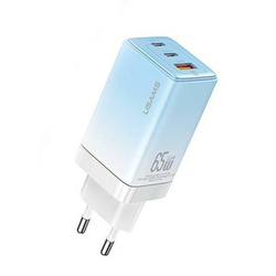 Ładowarka Sieciowa USAMS 2xUSB-C+1xUSB 65W (only head) GaN PD3.0 +QC3.0 Fast Charging niebieski/gradient blue Sandru Series CC180TC04 (US-CC180)
