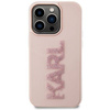Karl Lagerfeld 3D-Gummi-Glitzer-Logo-Hülle für iPhone 15 Pro Max – Rosa
