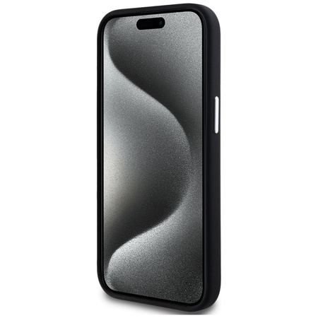 Original Case IPHONE 15 Karl Lagerfeld Silicone Metal Script Logo black