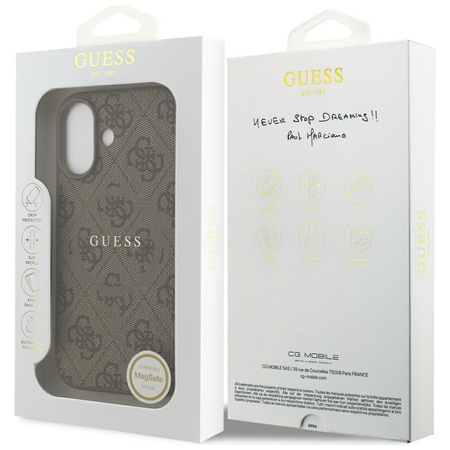 GUESS futerał do IPHONE 17 kompatybilny z MagSafe GUHMP17SG4GFRW (PU 4G Ring Classic Logo) brązowy