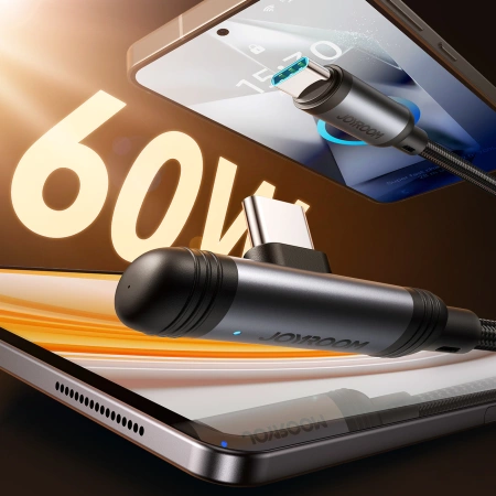 Kabel Joyroom S-A56 EnjoyX Series 90° USB-C - USB-C 60W 1,2m - czarny