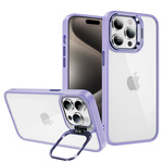 Tel Protect Kickstand case + szkło na aparat (lens) do Iphone 15 Pro Max jasnofioletowy