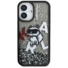 Karl Lagerfeld Liquid Glitter Choupette Logo iPhone 16 Case - Black