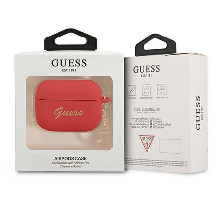 Oryginalne Etui APPLE AIRPODS PRO Guess Silicone Charm Heart Collection (GUAPLSCHSR) czerwone