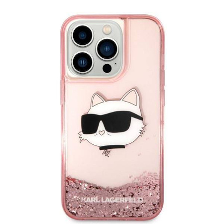 Karl Lagerfeld Liquid Glitter NFT Choupette Head - Etui iPhone 14 Pro Max (różowy)