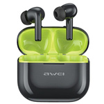 AWEI słuchawki Bluetooth 5.3 T1 Pro + stacja dokująca czarno-zielony/black-green