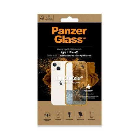 PanzerGlass ClearCase antibakterielle Hülle mit Militärzertifikat für iPhone 13 / 14 / 15 – transparentes Gelb