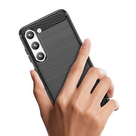 Carbon Case Hülle für Samsung Galaxy S23+ flexibles Silikon Carbon Cover schwarz