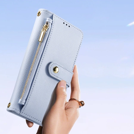 Dux Ducis Lawa Lederhülle für iPhone 16 Pro Max mit abnehmbarer magnetischer Brieftasche - Blau