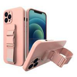 Rope Case Silikon Lanyard Cover Geldbörse Lanyard Strap für Samsung Galaxy S22 + (S22 Plus) Pink
