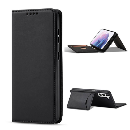 Magnet Card Case for Samsung Galaxy S22 + (S22 Plus) Pouch Wallet Card Holder Black