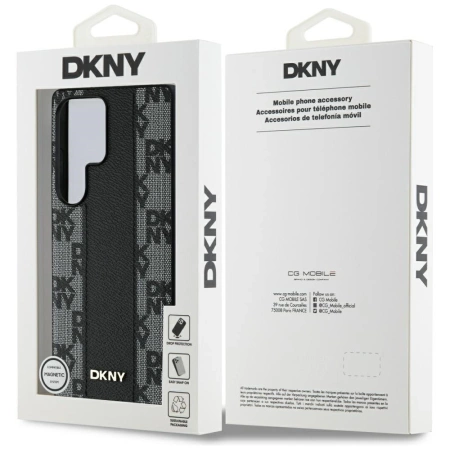 DKNY Leather Checkered Pattern MagSafe-Hülle für Samsung Galaxy S25 Ultra schwarz