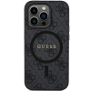 Guess 4G Collection MagSafe-Hülle aus Leder und Metalllogo für iPhone 14 Pro Max – Schwarz