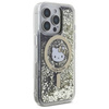 Original Handyhülle IPHONE 16 PRO Hello Kitty Hardcase Liquid Glitter Fever MagSafe (HKHMP16LLGDIK) Schwarz und Golden