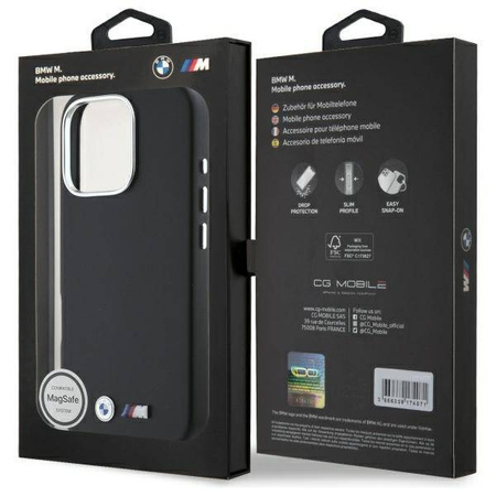 Original Handyhülle IPHONE 16 PRO BMW Hardcase M Smooth Full Wrapped Metal MagSafe (BMHMP16L23PMWK) schwarz
