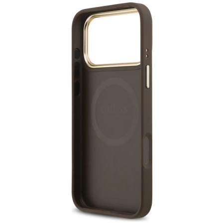 Guess Grained Strass Logo MagSafe Case für iPhone 17 Pro Max - Braun