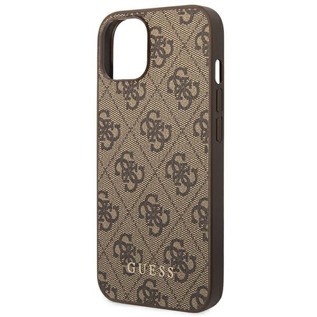 Oryginalne Etui IPHONE 14 Guess Hard Case 4G Metal Gold Logo brązowe