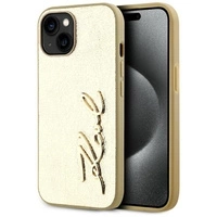 Karl Lagerfeld Wrinkled Metal Signature iPhone 15 Case - Gold