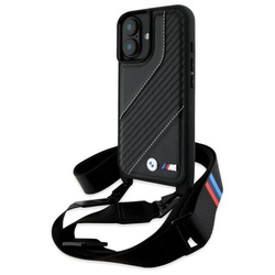 Original Handyhülle IPHONE 16 PLUS BMW Hardcase M Edition Carbon Stripe & Strap (BMHCP16M23PSCCK) schwarz