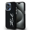 Original Handyhülle IPHONE 15 PRO MAX Karl Lagerfeld Silicone Metal Script Logo schwarz