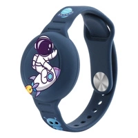 AirTag Case Silicone Wristband for Kids - Navy Blue with Astronaut