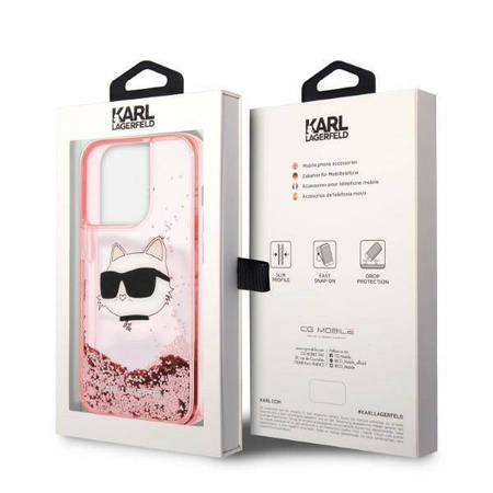 Karl Lagerfeld Liquid Glitter NFT Choupette Head - Etui iPhone 14 Pro Max (różowy)