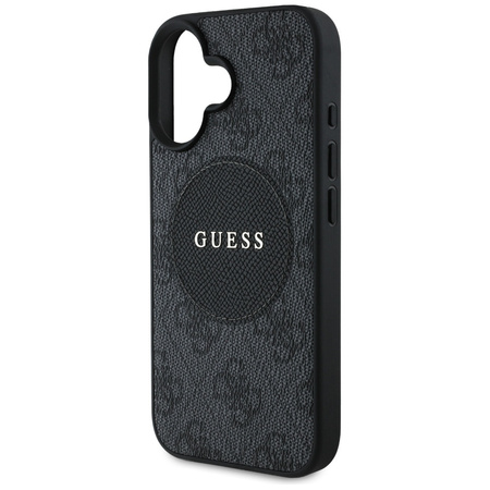 Original Handyhülle IPHONE 16 Guess 4G Circle Classic Logo MagSafe schwarz