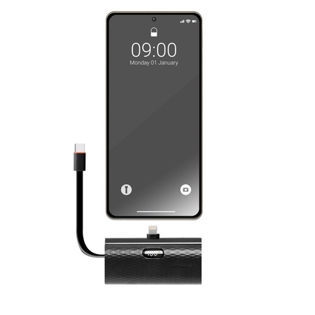 FORCELL Powerbank F-Energy Power Plug F5K3 5 000mAh z wbudowanym złączem do Lightning 8-PIN PD 20W czarny