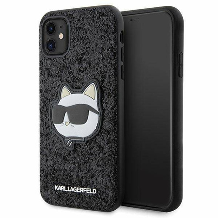 Karl Lagerfeld KLHCN61G2CPK iPhone 11 / Xr 6,1" schwarz/schwarzes Hartschalenetui mit glitzerndem Choupette-Patch
