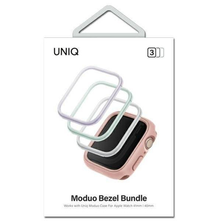 UNIQ ramki do Moduo 3in1 Apple Watch Series 4/5/6/7/8/SE 40/41mm Szałwiowy-Lillak-Biały/Sage-Lilac-White