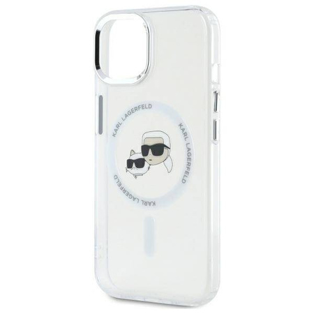 Original Case IPHONE 14 Karl Lagerfeld Hardcase IML Metal Karl&Choupette Head MagSafe (KLHMP14SHLSKCH) white